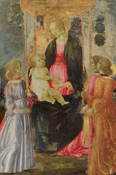 Thronende Madonna mit Kind und begleitenden Engeln von Gherardo di Giovanni